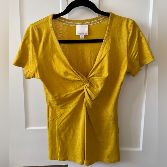 Anthropologie twist-front t-shirt with decorative stitching - Picture 2 of 5